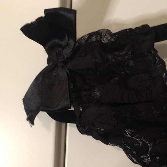 Black Lace & Satin Bows Lingerie Top - Picture 7 of 11